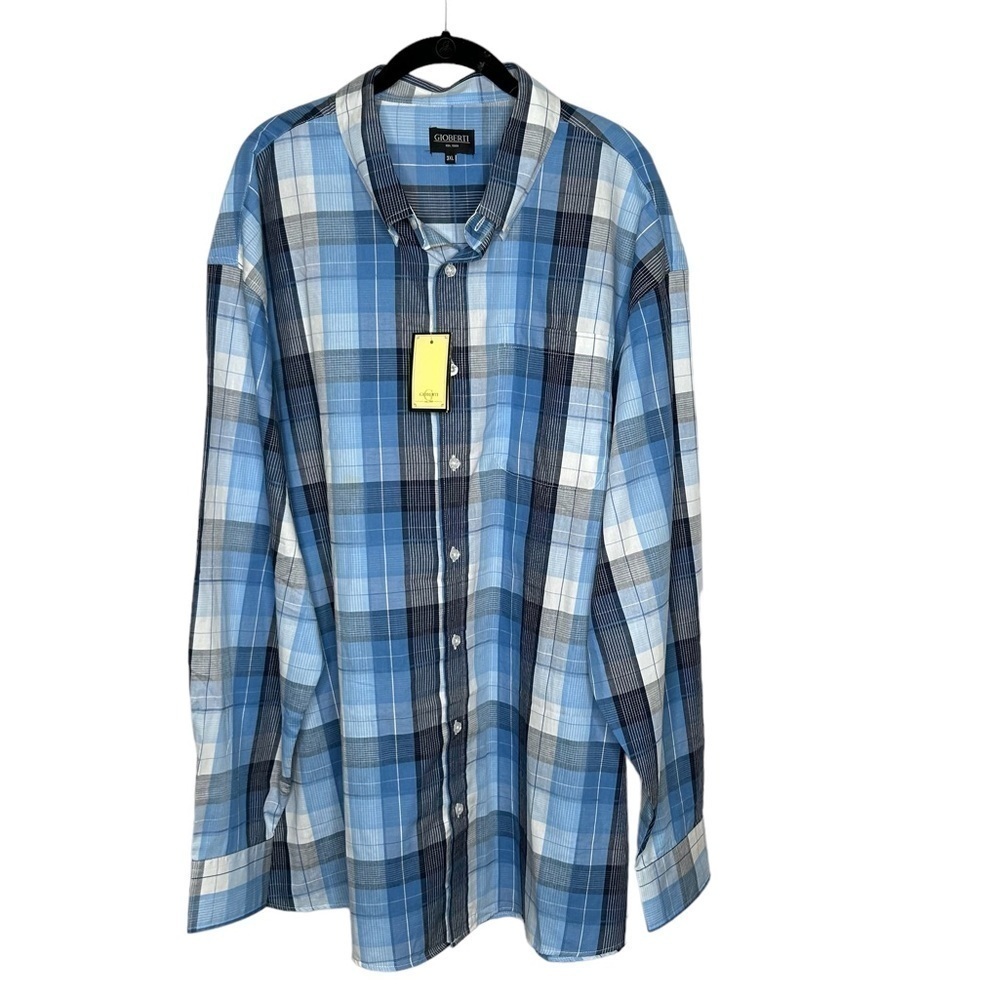 New Gioberti Men’s Plaid Dress Shirt Size 3Xl BNWT Blue